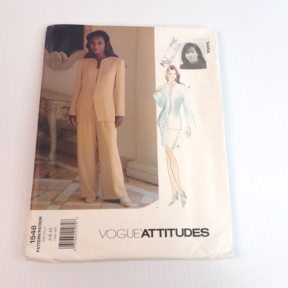Vtg Vogue Lauren Sara Attitudes Wardrobe Sewing Pattern 1548 SZ 6 8 10 UNCUT FF